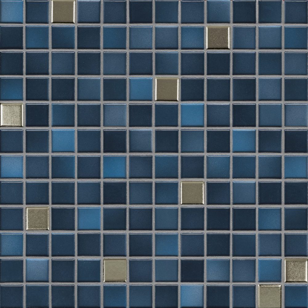 Мозаика серия Fresh 2,4 x 2,4 см Midnight blue mix metal glossy (глазурованная)