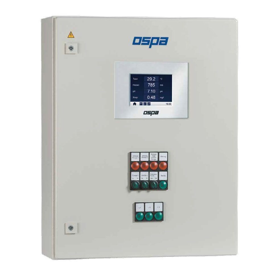 Шкаф упр. Ospa-Compact с сенсорным дисп. с 1 насосом фильтра мощностью 2,2–4,0 кВт (частн.бас.)
