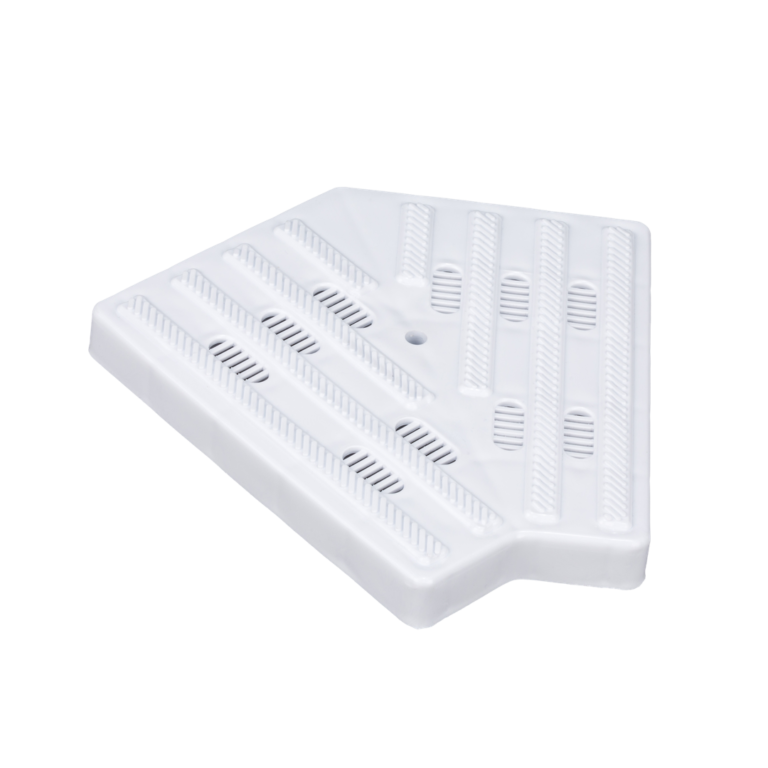 Угловой элемент переливной решетки 180 мм, 45 гр., белый, полипропилен