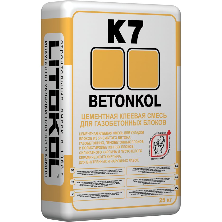 Серая клеевая смесь для укладки блоков LITOKOL BETONKOL K7 , 25 кг