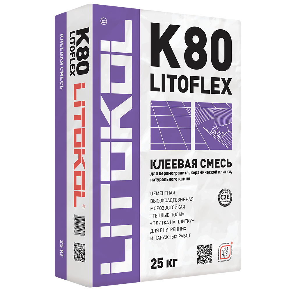 Высокоэластичная клеевая смесь LITOKOL LITOFLEX K80, 25 кг