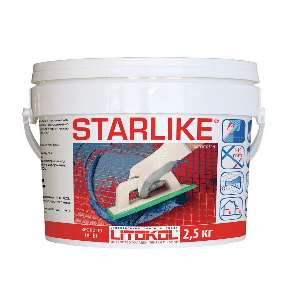 Затирочная смесь LITOKOL LITOCHROM STARLIKE  C.270 (Bianco Chiaccio / Белый), 2,5 кг