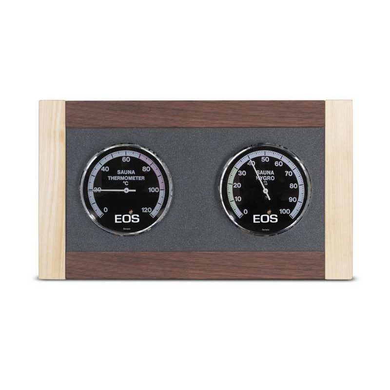 Термометр и гигрометр для сауны EOS 100LD, корпус: клен и орех, 340 x 195 мм