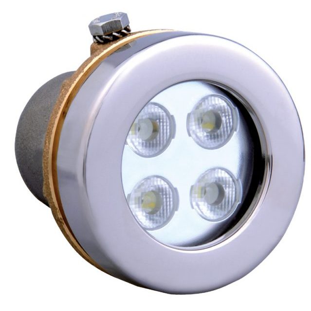 Светодиодный MIDI-LED прожектор с накл> NiSn ø 71 мм и контрагайкой G1½  4x3 Вт, свет белый,угол.30°