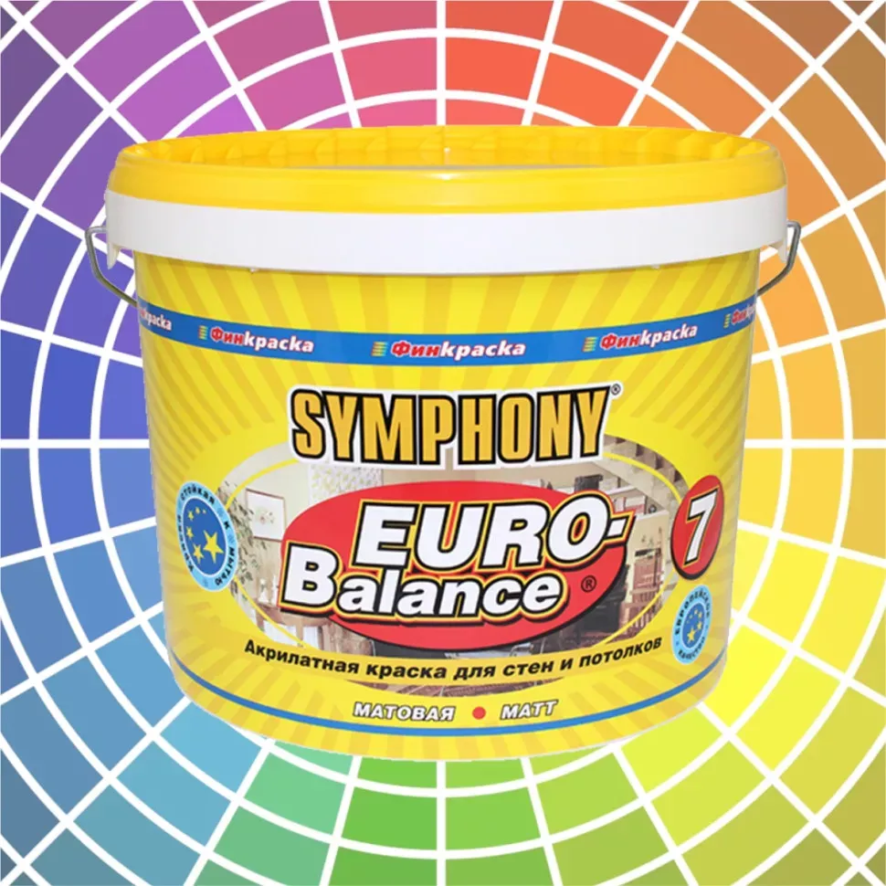 Симфония Евро-Баланс 7 краска акрилат.матовая метал.банка база С 9л-RAL 9005