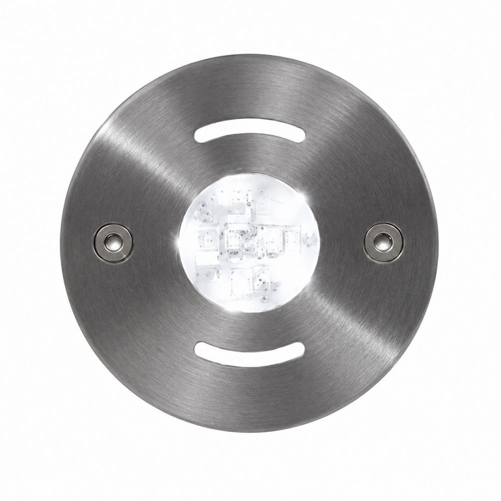 Прожектор 5 Power LED/12W, 850 лм, круг 105 мм, матовая нерж. сталь, FLUVO