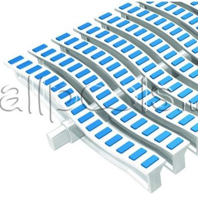 Решетка переливная ONDA радиал.уч., шир. 150 мм, выс. 20 мм, дл. 500 мм, цвет-бело-синий