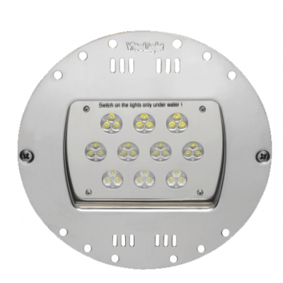 Прож. 30 Power LED 2.0, плоский-в стену, 80 Вт, 24В DC, круг-V4A, монох. 6000 К, 5 м 2x1,5 мм2, BZ