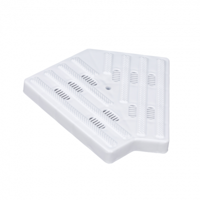 Угловой элемент переливной решетки 180 мм, 45 гр., белый, полипропилен