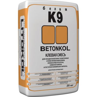 Белая клеевая смесь для укладки блоков LITOKOL BETONKOL K9, 25 кг