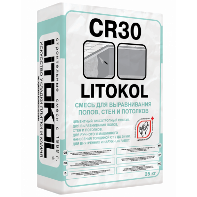 Цементный тиксотропный состав для стен и пола LITOKOL CR30, 25 кг