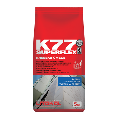 Суперэластичная клеевая смесь LITOKOL SUPERFLEX K77, 5 кг