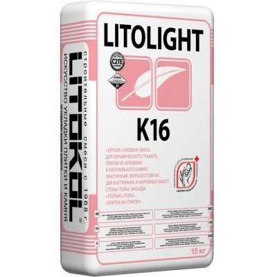 Легкая суперэластичная клеевая смесь LITOKOL LITOLIGHT K16, 15 кг