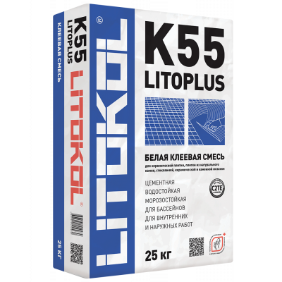 Белая клеевая смесь для мозаики LITOKOL LITOPLUS K55, 25 кг