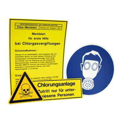 Предупредительная табличка (набор) хлорного газа