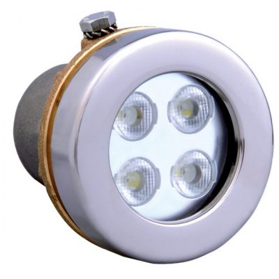 Прож. Power LED, 4x3Вт, 24В DC, 50°, круг 72мм, накл. с контраг., V4A, RGB, 5 м 2x0,75мм2, BZ