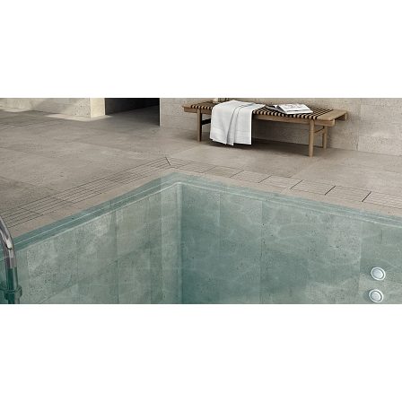 Ступень прямая верхняя Exagres PELDAÑO RECTO LITOS SIBERIA (кремовая), анти-слип, 33x120x3 см