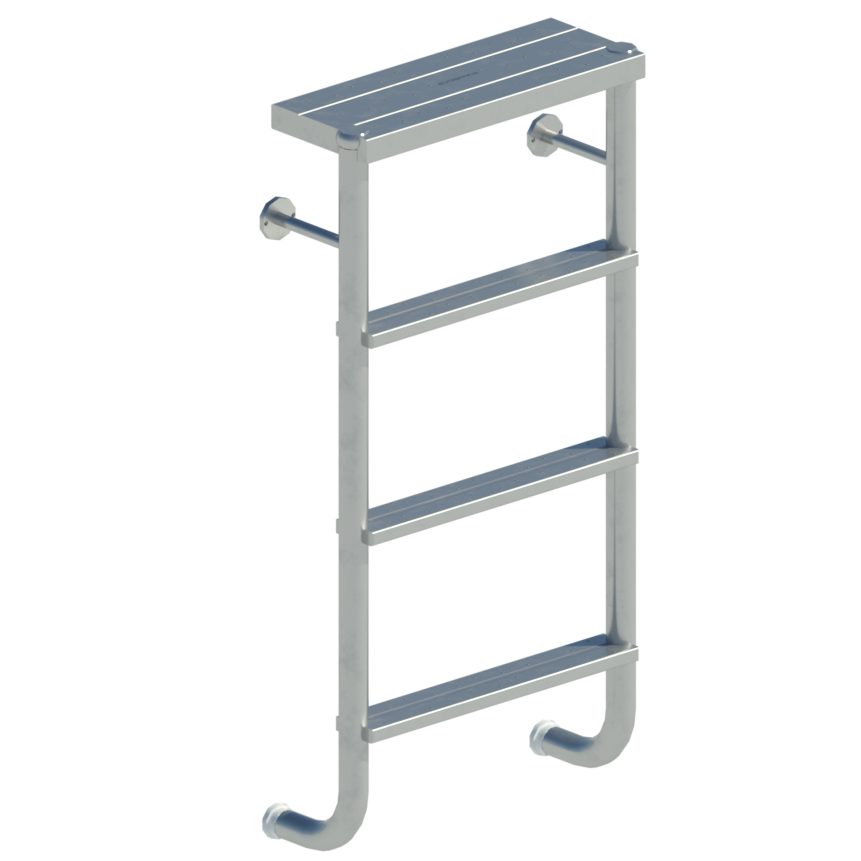 Лестница двухсоставная Evo Step Split, цельносварная, 4 ступ., в компл. с поручнями, AISI 316L шлиф.