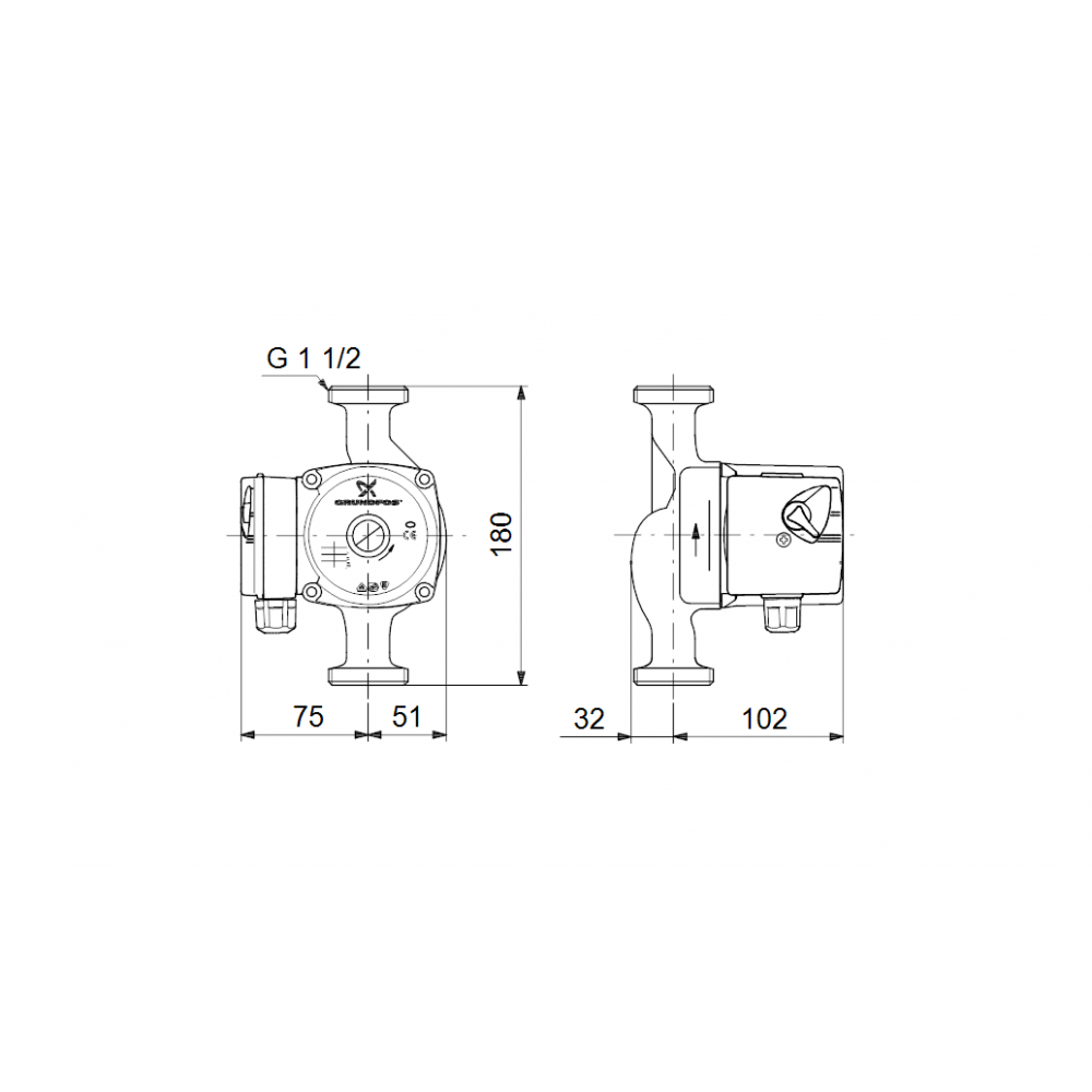 Насос циркуляционный UPS 32-80 (1 1/4", 1*230 B) с гайками