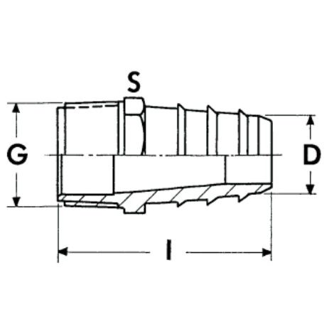 Штуцер ПВХ резьбовой конический d=2"x60 (45-60) нар.р. PN10 Plimat