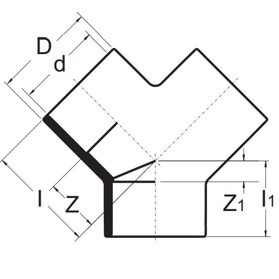 Тройник Y-изогнутый ПВХ d=50 PN16 Plimat