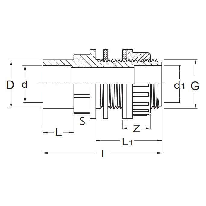 Адаптер ПВХ для емкости, d=40x50x1 1/2" PN10 Plimat