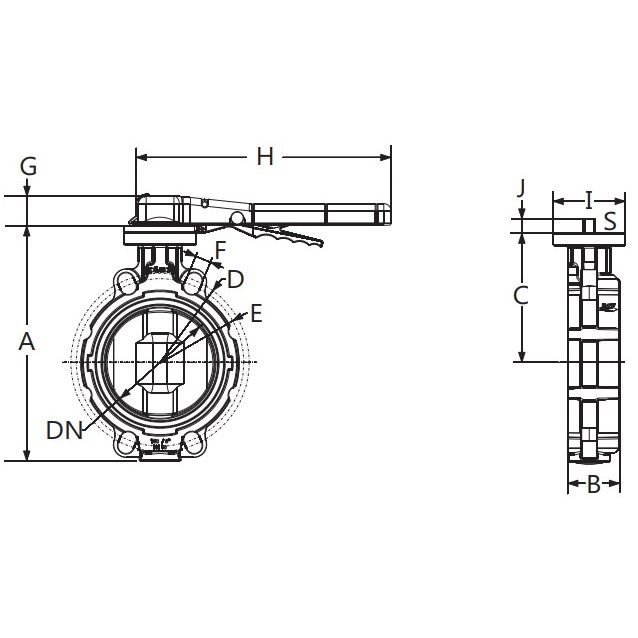 Кран-бабочка ПВХ, серый d=75 (EPDM), фланцевое соединение PN10 Plimat