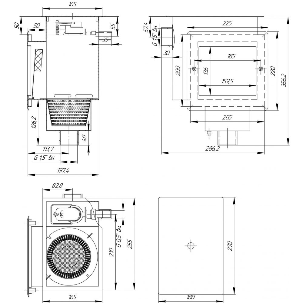 Скиммер 15 м2  с автодоливом и переливом, плитка (AISI 304)