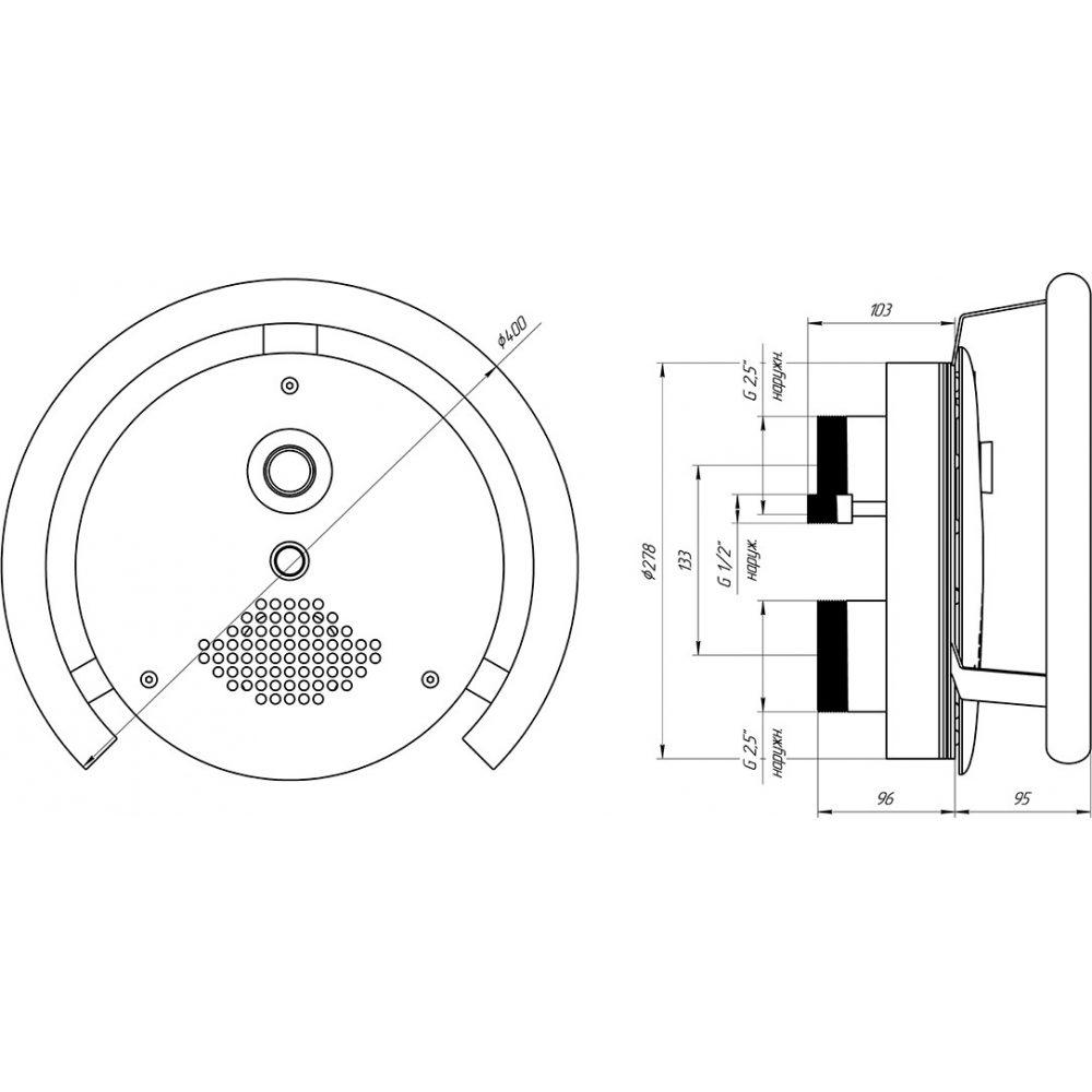 Противоток (закладная+панель лицевая) 50 м3/ч с сенсорной кнопкой и блоком управления (AISI 304)