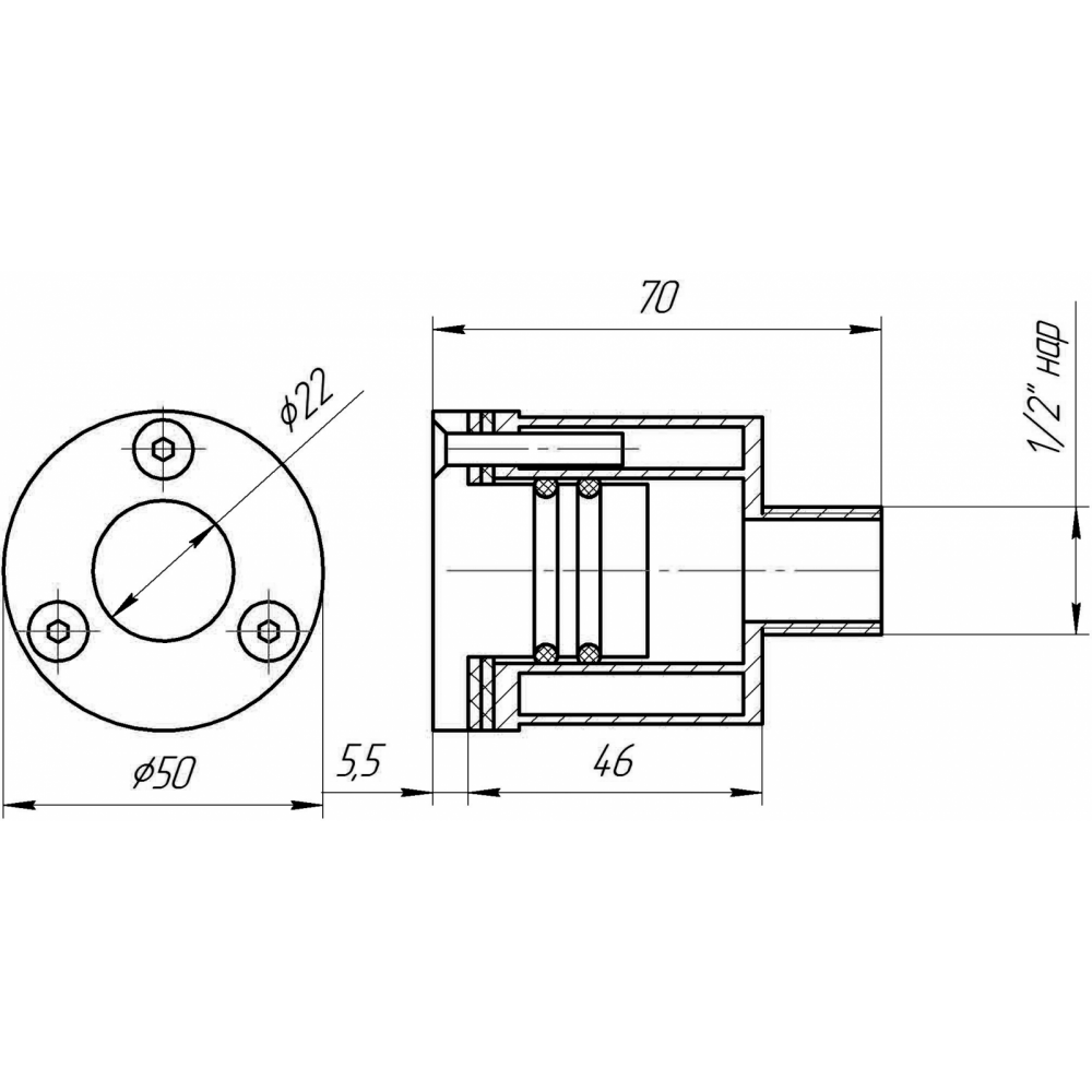 Прожектор светодиод. мини 3 Вт ”Холодный белый” 12 В из нерж. стали с закладной (пленка) (AISI 304)