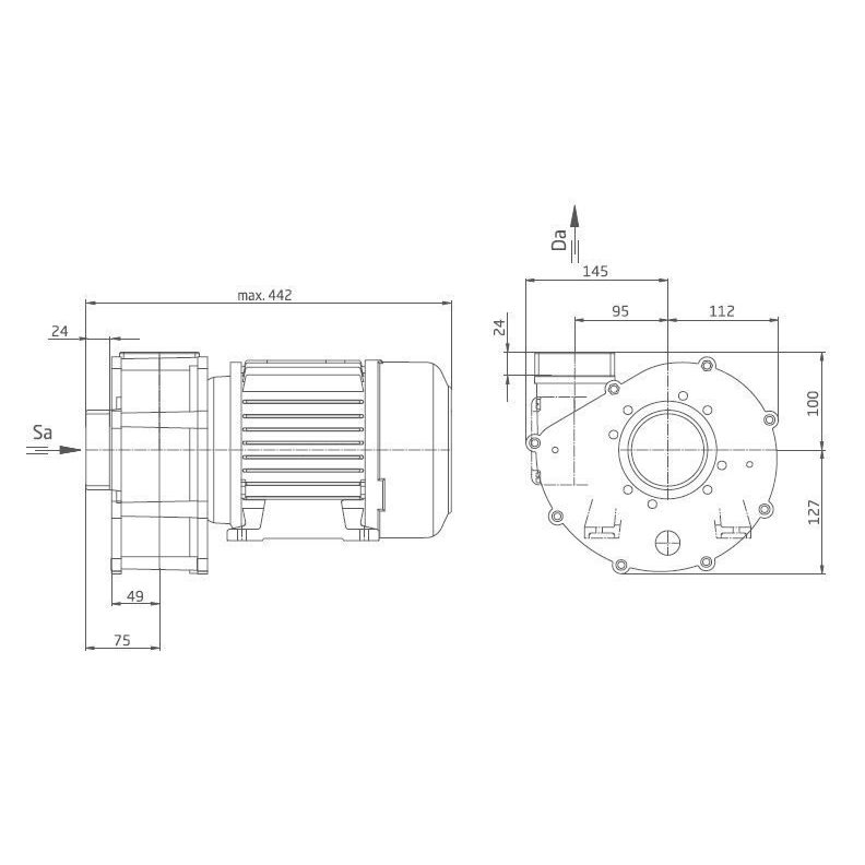 Насос BADU 21-80/32 G, 3~ Y/∆ 400/230 В, 2,2 кВт, с доп. наклоном 29°