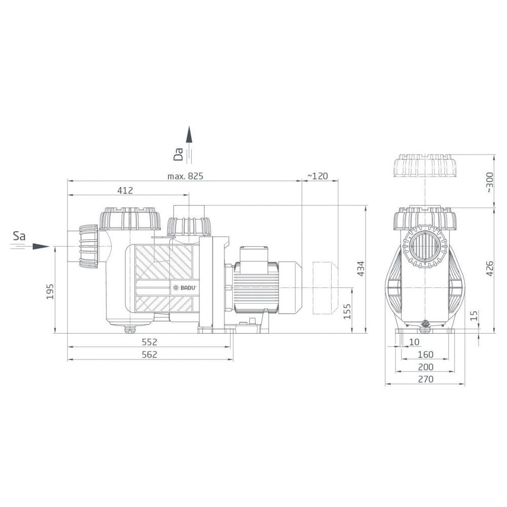 Насос Evo Prime 25, 3~ Y/∆ 400/230 В, 1,55/1,30 кВт, черный