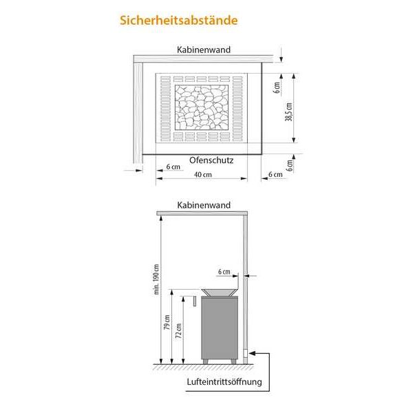 Напольная печь для сауны EOS Cubo Avantgarde, 720 х 400 х 385 мм, 400 В 3N AC, 9,0 кВт, черная