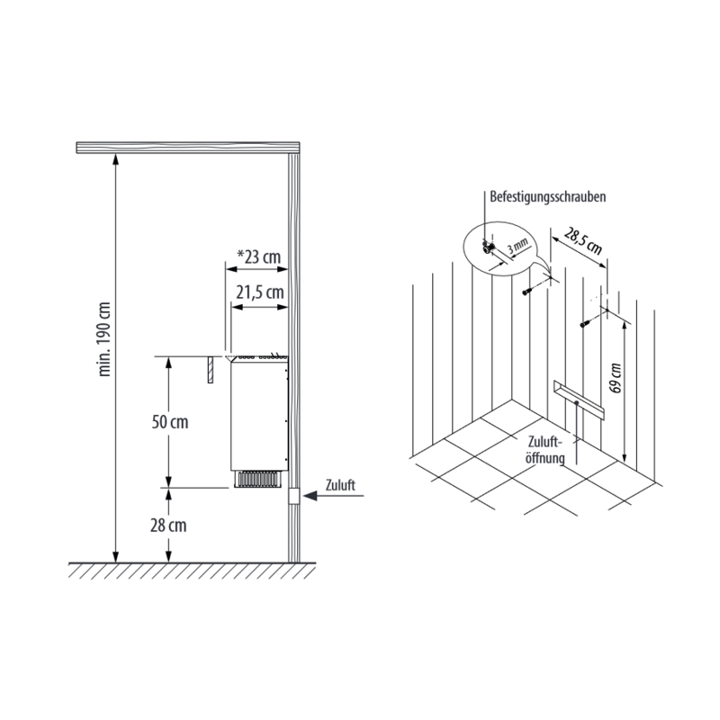 Печь для сауны EOS Picco W модель 1, 500 х 300 х 215 мм, 230 В N AC, 3,0 кВт, антрацит