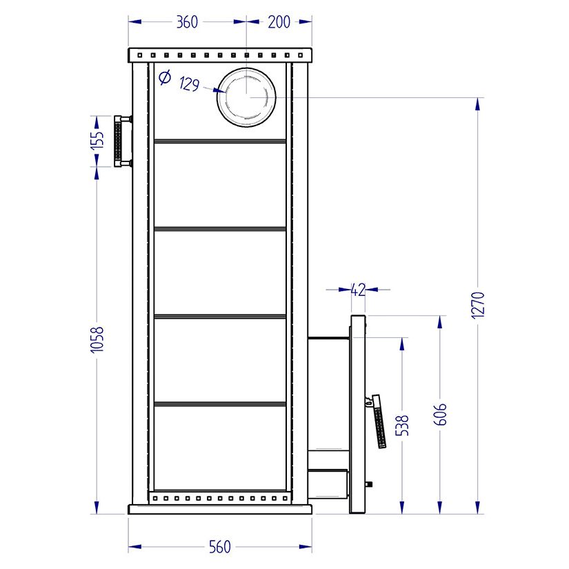 Дровяная печь для бани KLOVER RT 20-RV 310S "Стандарт", 16 кВт, для парной 8-22 м3,талькомагн.,р.уг.