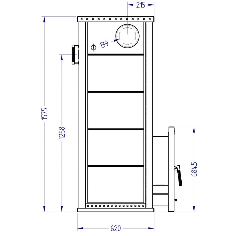 Дровяная печь для бани KLOVER RT 35-RV 310S "Истеблишмент", 28 кВт, парная 22-35 м3, талькомагнезит