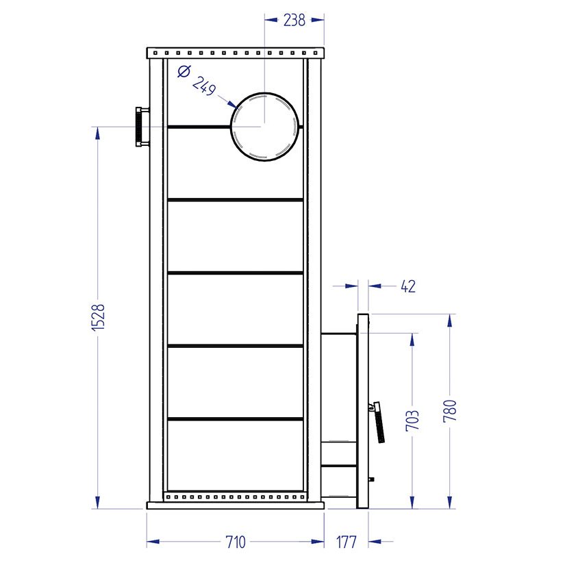 Дровяная печь для бани KLOVER RT 100-RV Design 01, 80 кВт, для парной 50-100 м3, талькомагнезит