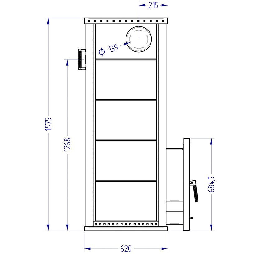 Дровяная печь для бани KLOVER RT 35-RV Design 06, 28 кВт, для парной 22-35 м3, талькомагнезит