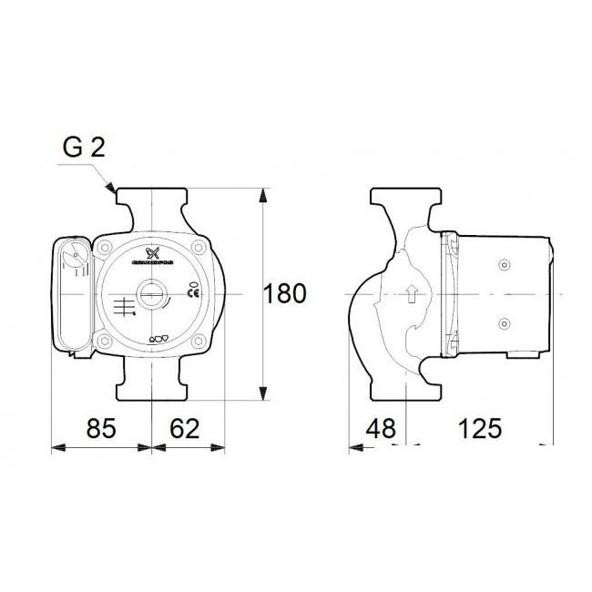 Насос циркуляционный UPS 32-80 (1 1/4", 1*230 B) с гайками