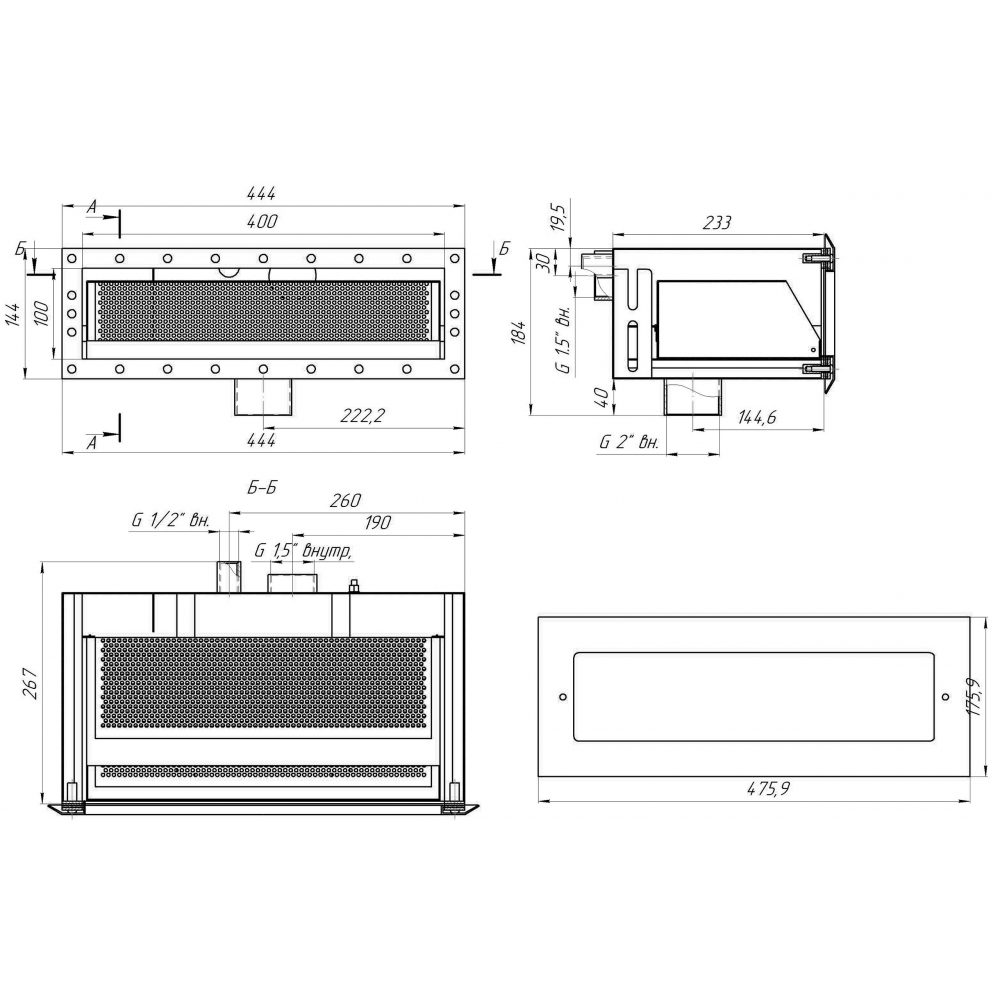 Скиммер 25 м2 с узкой горловиной и выдвижной корзиной (AISI 316), шлифованная ст.
