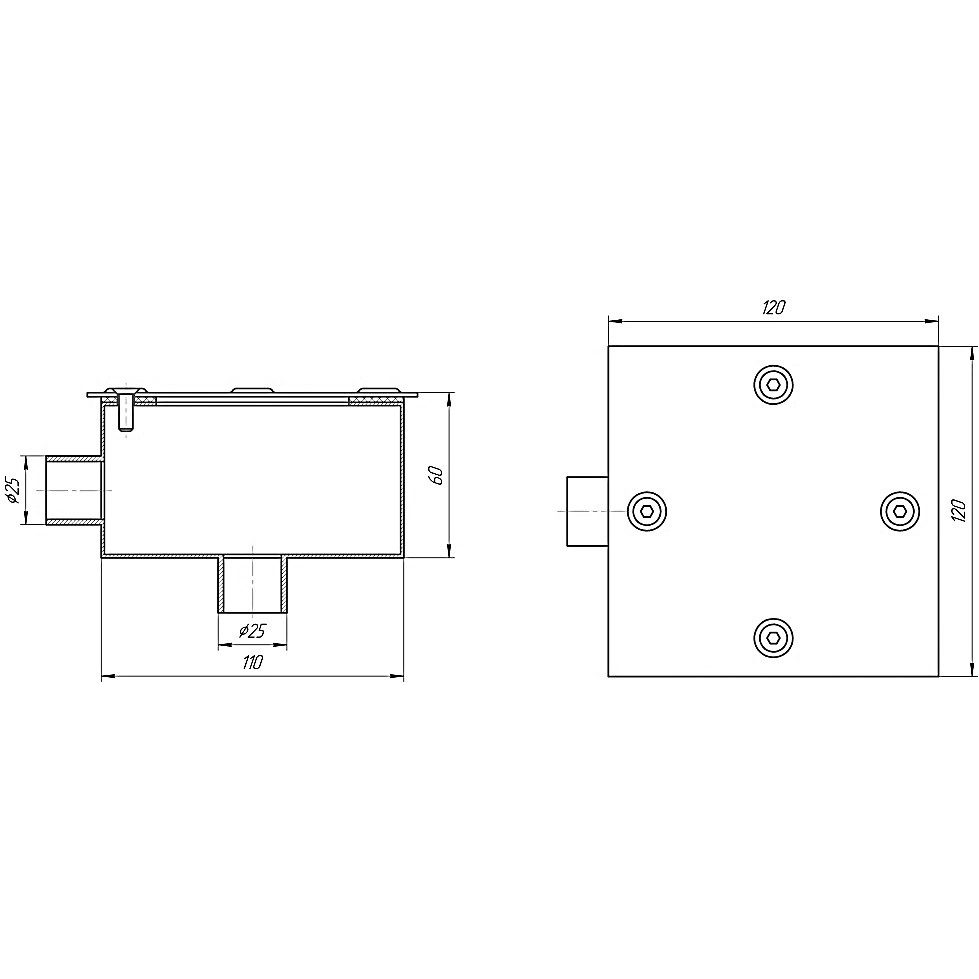 Распаечный короб, AISI 316L, шлифованная ст.