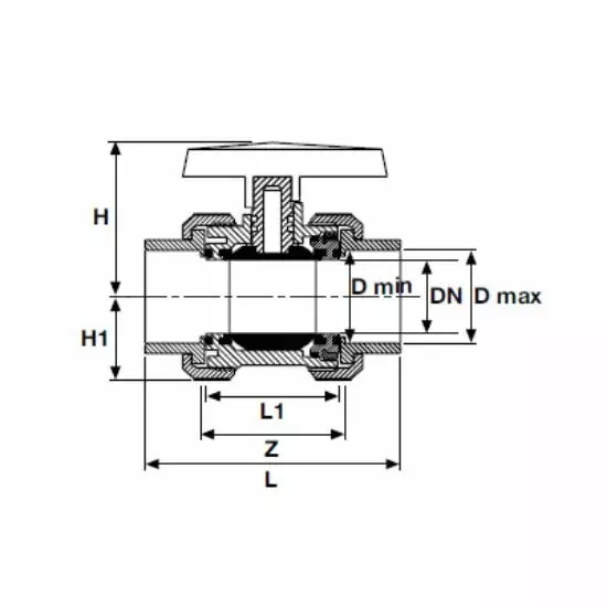 Кран шаровой d=40 EPDM, Pimtas