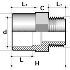 Ниппель ПВХ  d=25/32-3/4" нар.р PN16 COMER