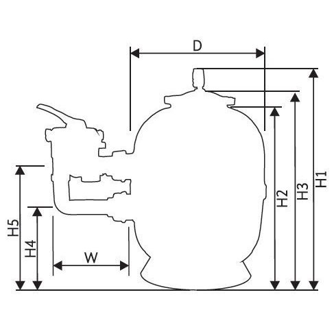 Песочный фильтр Premium CL, Ø 400 мм, 6.3 м³/ч, клапан сбоку
