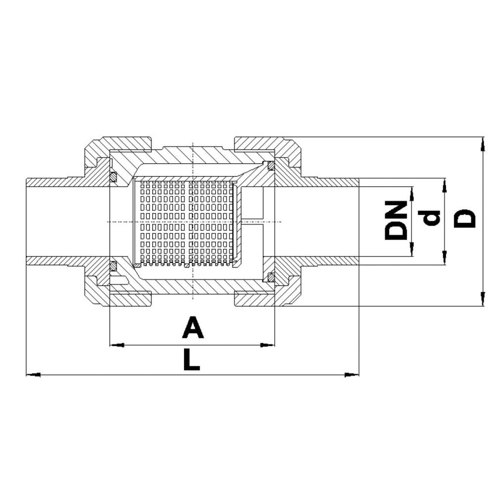 Фильтр сетчатый ПВХ d=32, (тип S4, EPDM), сетка - 1,8 мм