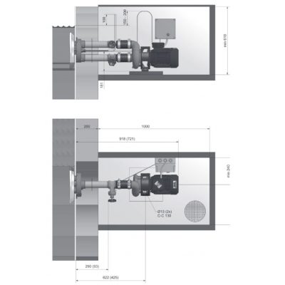 Противоток Pahlen Jet Swim 1200 (54 м3/ч), 2,2 кВт, 380 В (комплект под бетон) чертеж, схема Allpools