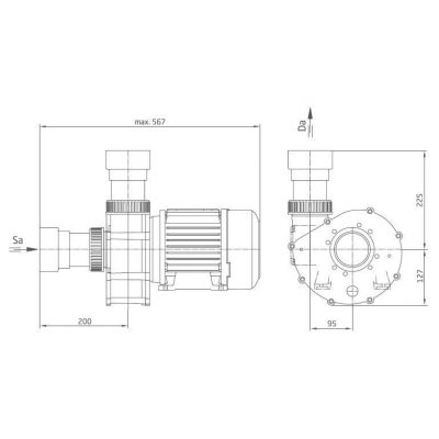 Насос BADU 21-81/31RG, 1~ 230 В, 2,27/1,60 кВт чертеж, схема Allpools
