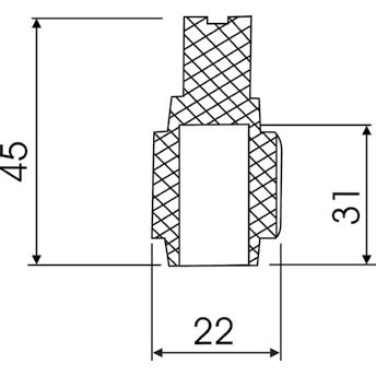 Решетка переливная 240 мм, h=23 мм, 1 соед., голубая, полипропилен чертеж, схема Allpools