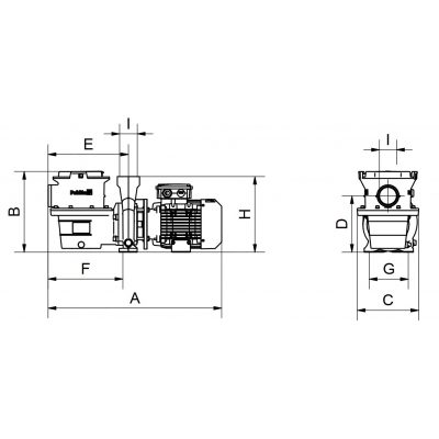 Насос WaterVISE Pahlen (15,1 м3/ч) с префильтром, 0,55 кВт, 380 В, бронза, 2" внутр. р. чертеж, схема Allpools