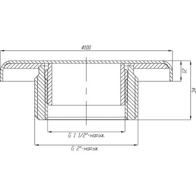 Форсунка для подключения пылесоса 2"(наруж.) (плитка) чертеж, схема Allpools